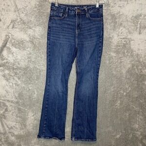 Old Navy Women High Rise Slim Kick Flare Denim Jean 4 Dark Wash Stretch